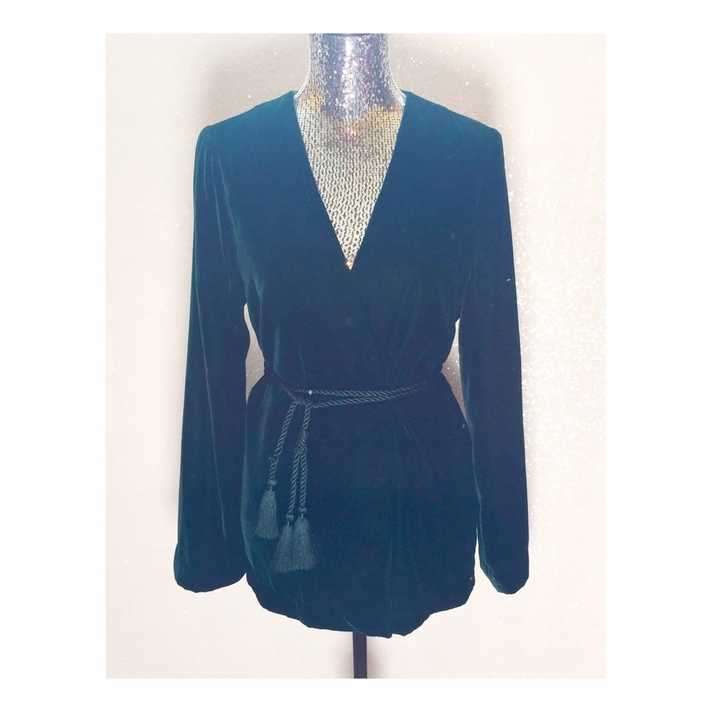 H&M Forrest Green Velour Jacket